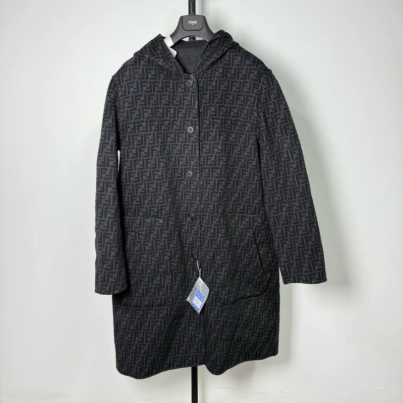 Fendi Fendi Men's Hooded Wool Coat in Multi-Color 0089 Size US M / EU 48-50 / 2 - 1 Thumbnail