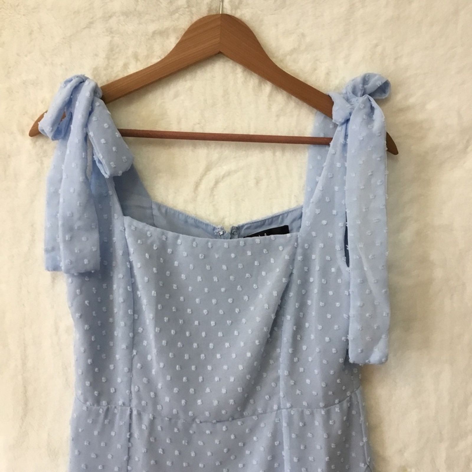 Other Lulus Sky Blue Polka Dots Midi Dress Size M / US 6-8 / IT 42-44 - 2 Thumbnail