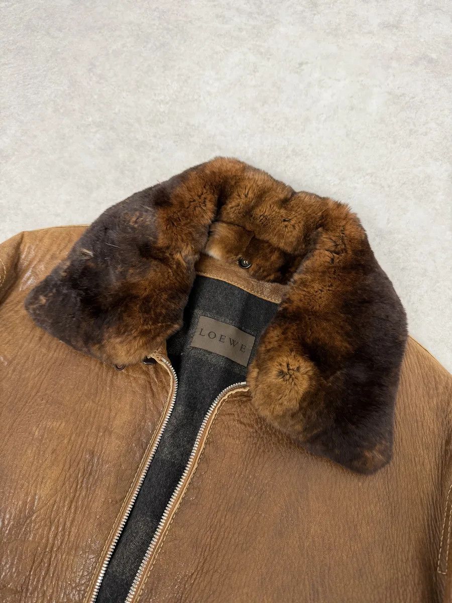 Loewe 2000s Loewe Brown Eroded Grained Premium Leather Bomber Jacket Size US M / EU 48-50 / 2 - 9 Thumbnail