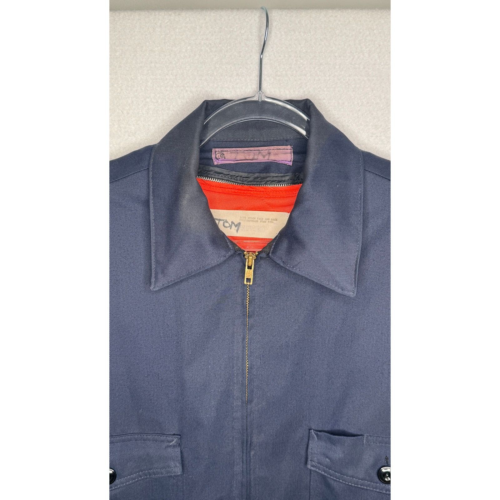 Vintage 1980s Navy Workwear Jacket Removable Orange Liner Men’s L Size US L / EU 52-54 / 3 - 13 Thumbnail