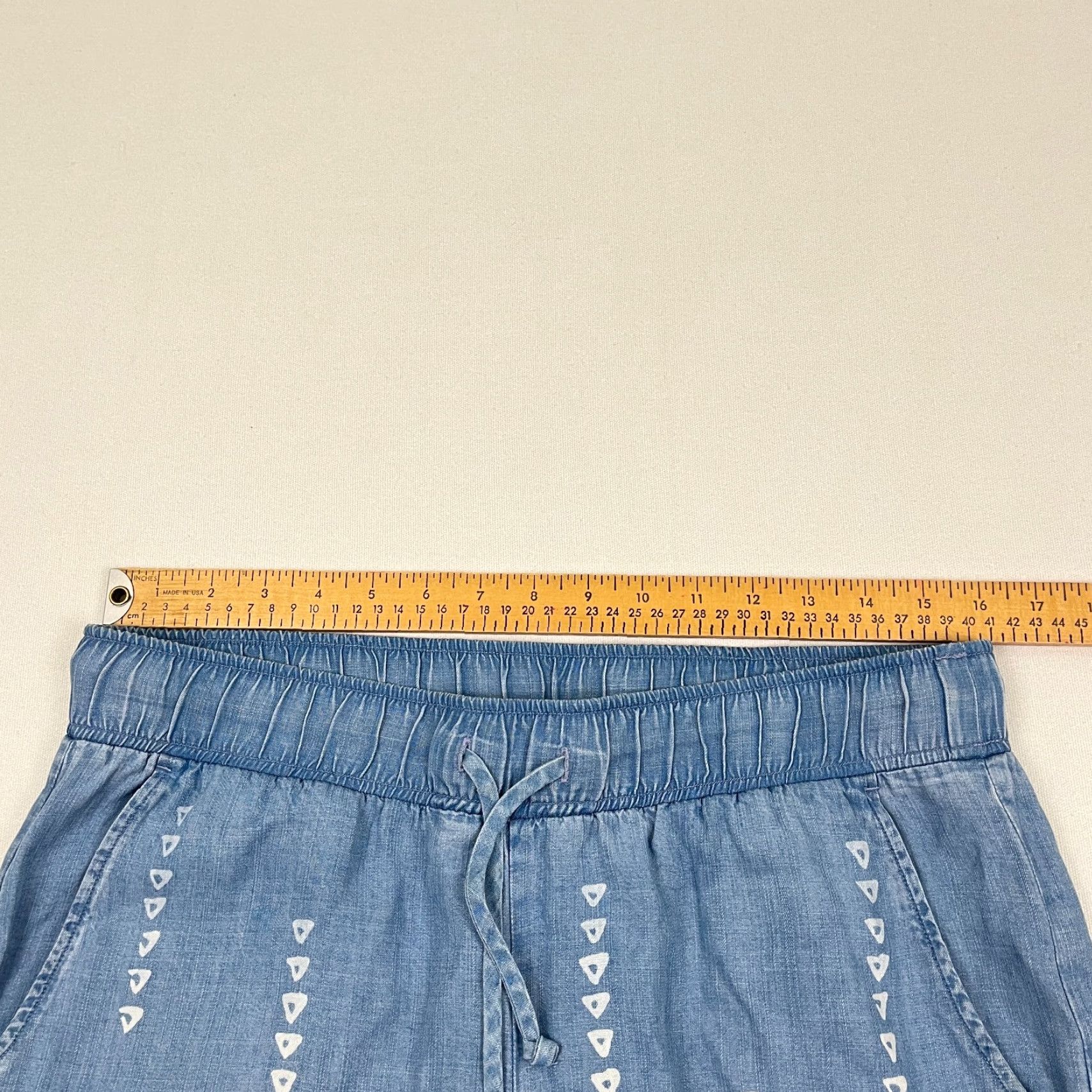 CLOT Cloth & Stone Pants Womens Medium W32 I31 Chambray Blue Wide-Leg Split Hem Print Size 32" / US 10 / IT 46 - 4 Thumbnail