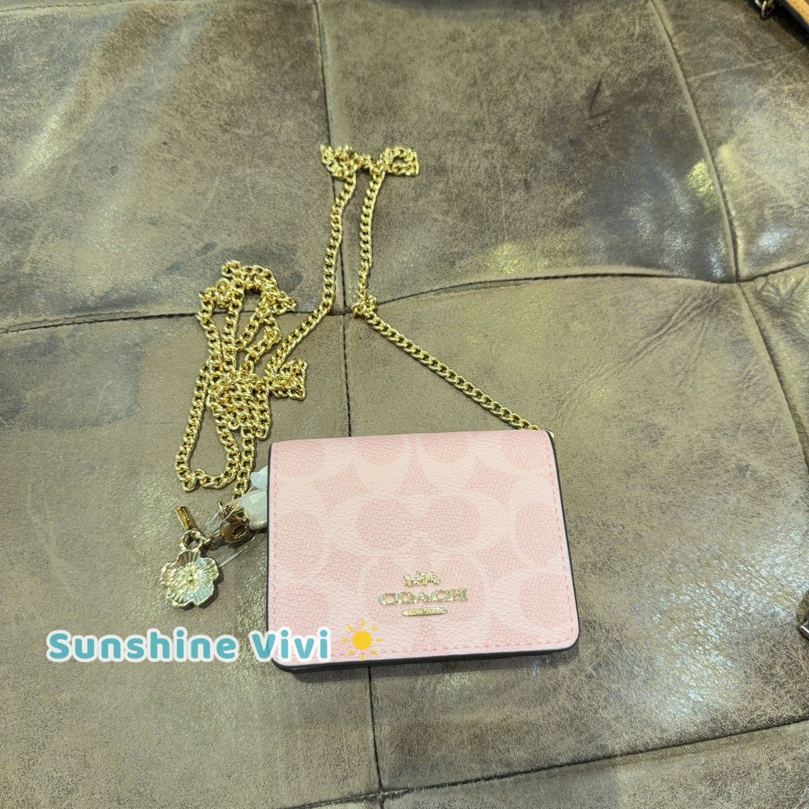 Coach NWT Coach Mini Wallet On A Chain Charms CEF59 Powder Pink Size ONE SIZE - 7 Thumbnail
