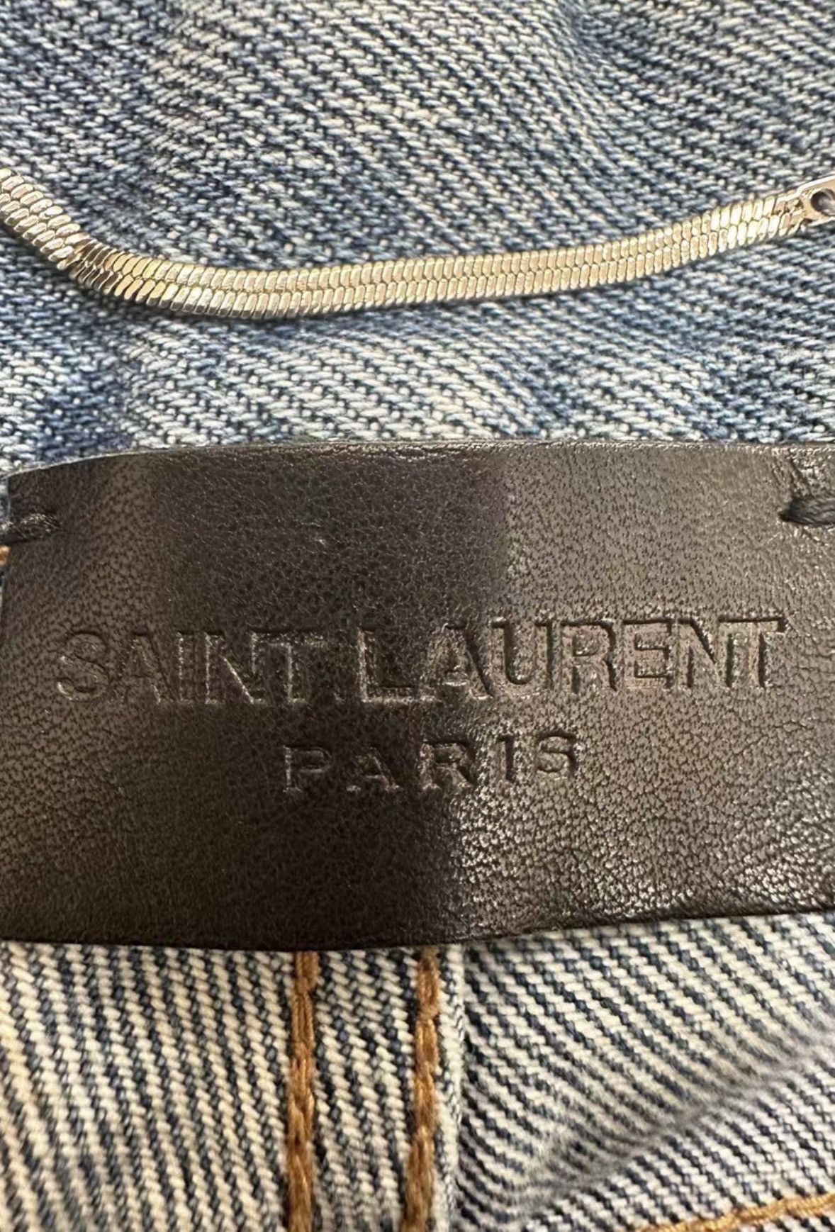 Saint Laurent SLP FW20 D18 Single Knee Distressed Blue Denim