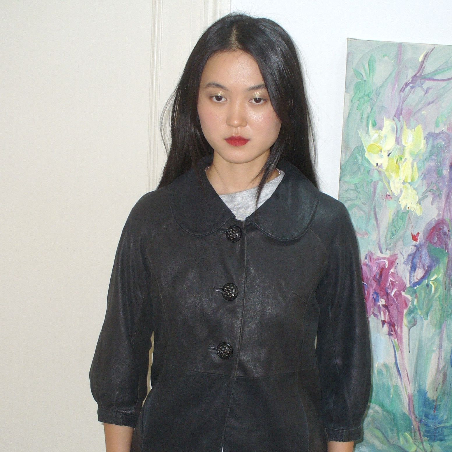 Other Japanese peter-pan collar black leather trench coat Size XS / US 0-2 / IT 36-38 - 2 Thumbnail