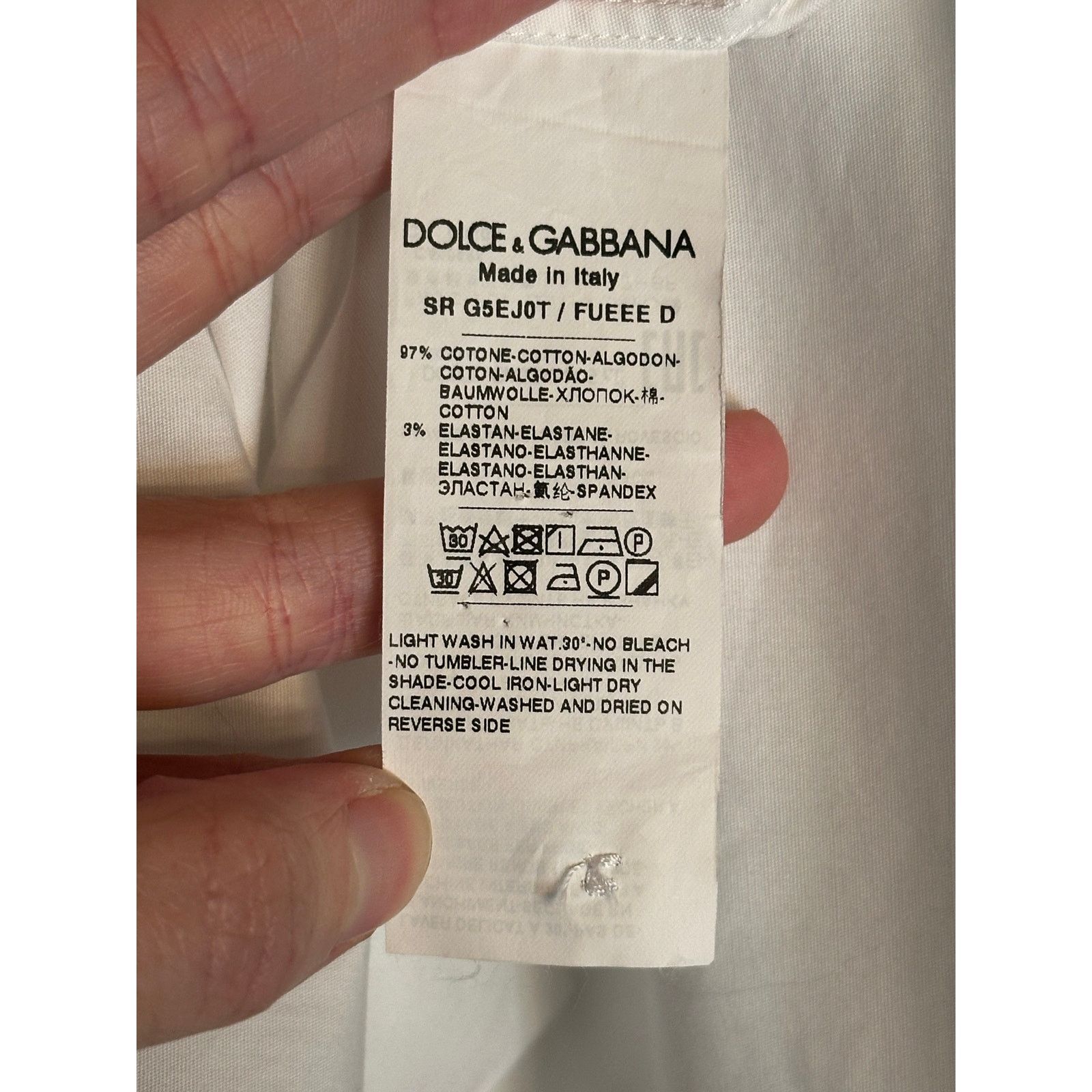 Dolce & Gabbana White Stretch Poplin Gold-Fit Slim Fit Dress Shirt size 15.5 Size US M / EU 48-50 / 2 - 11 Thumbnail