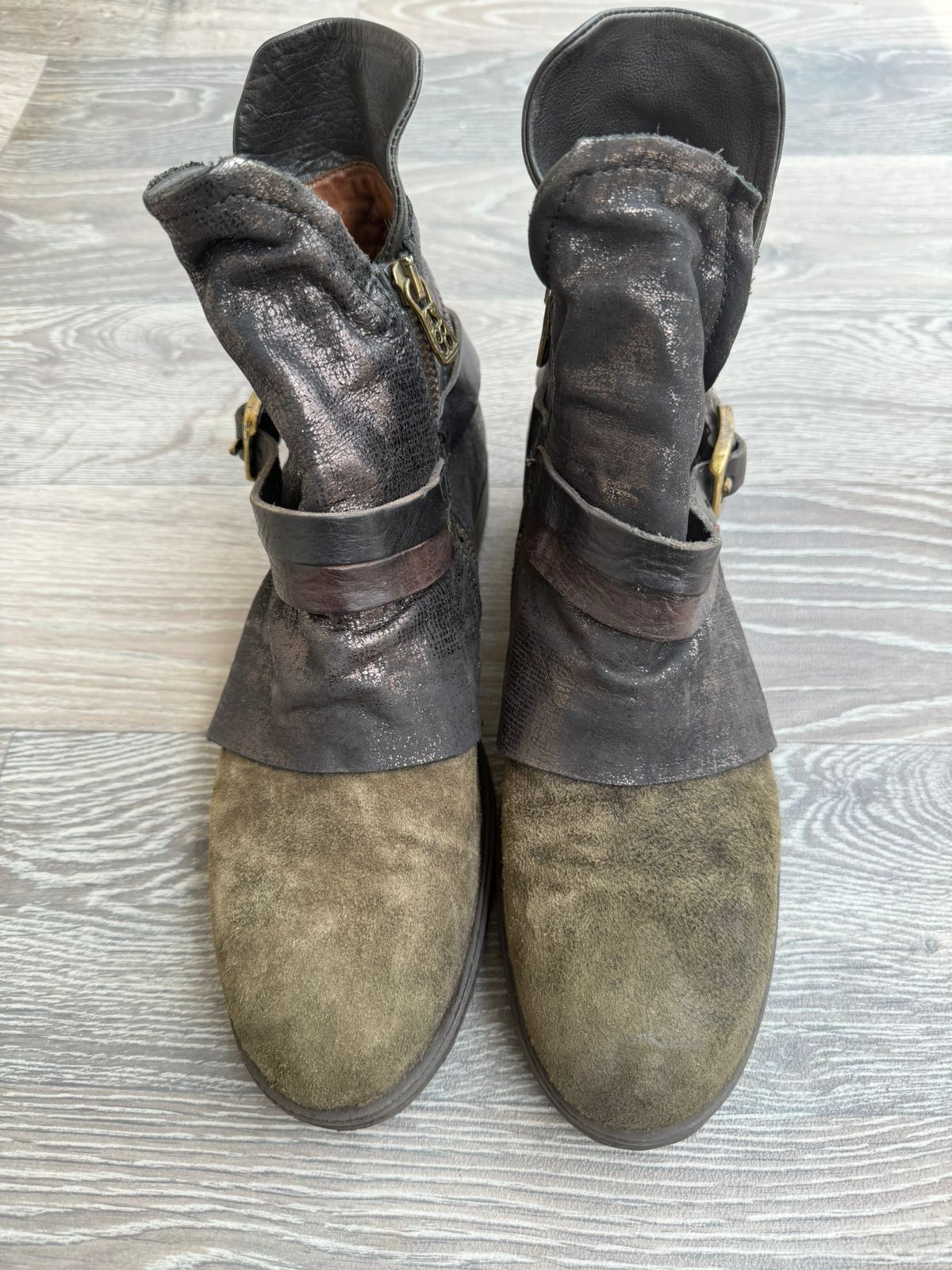 A.S.98 A.S.98 Airstep Boho Distressed Biker Green Boots Sz 40 Size US 10 / IT 40 - 2 Thumbnail