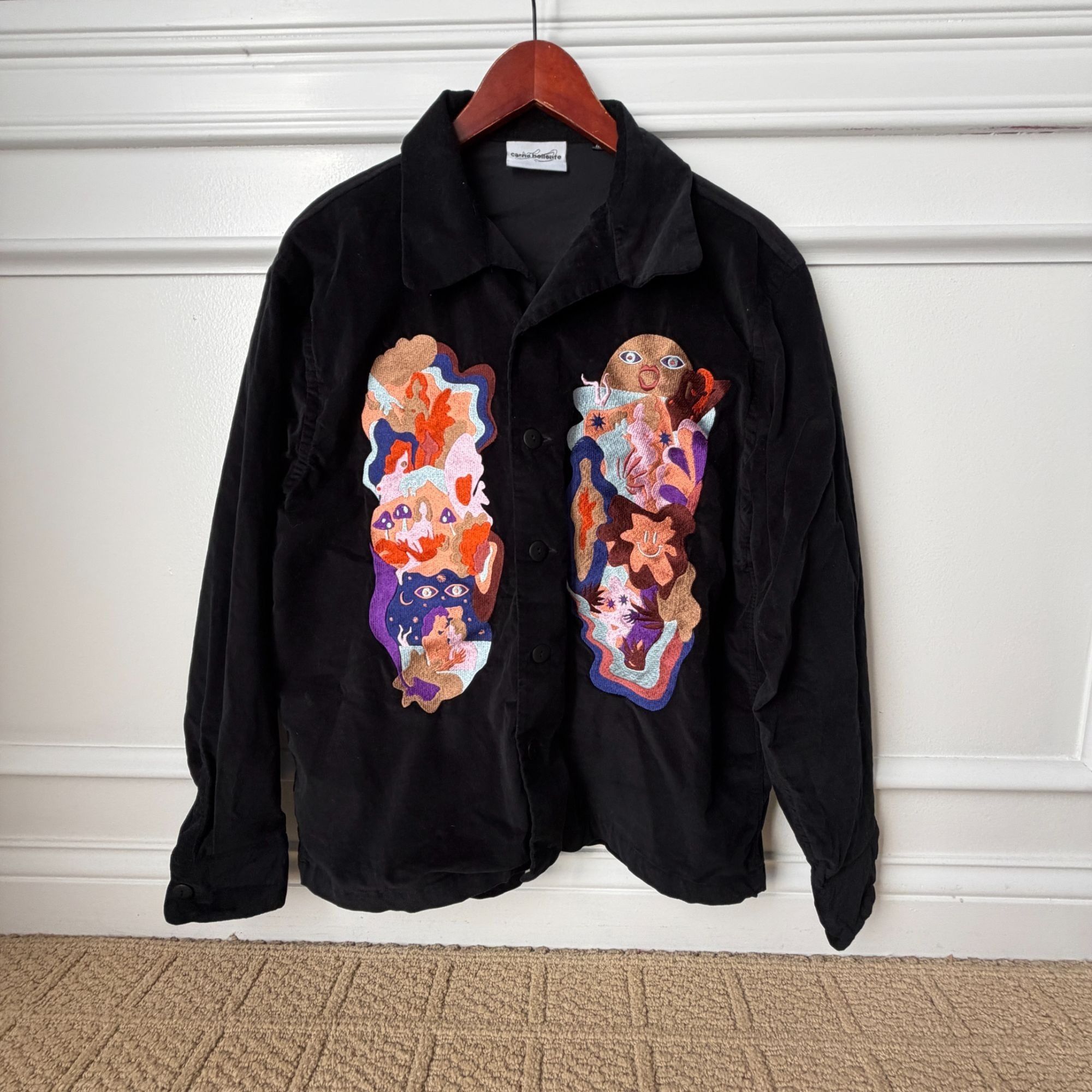 Carne Bollente Carne Bollente Black Velvet Shirt Embroidered Erotic Graphic Size US M / EU 48-50 / 2 - 8 Thumbnail