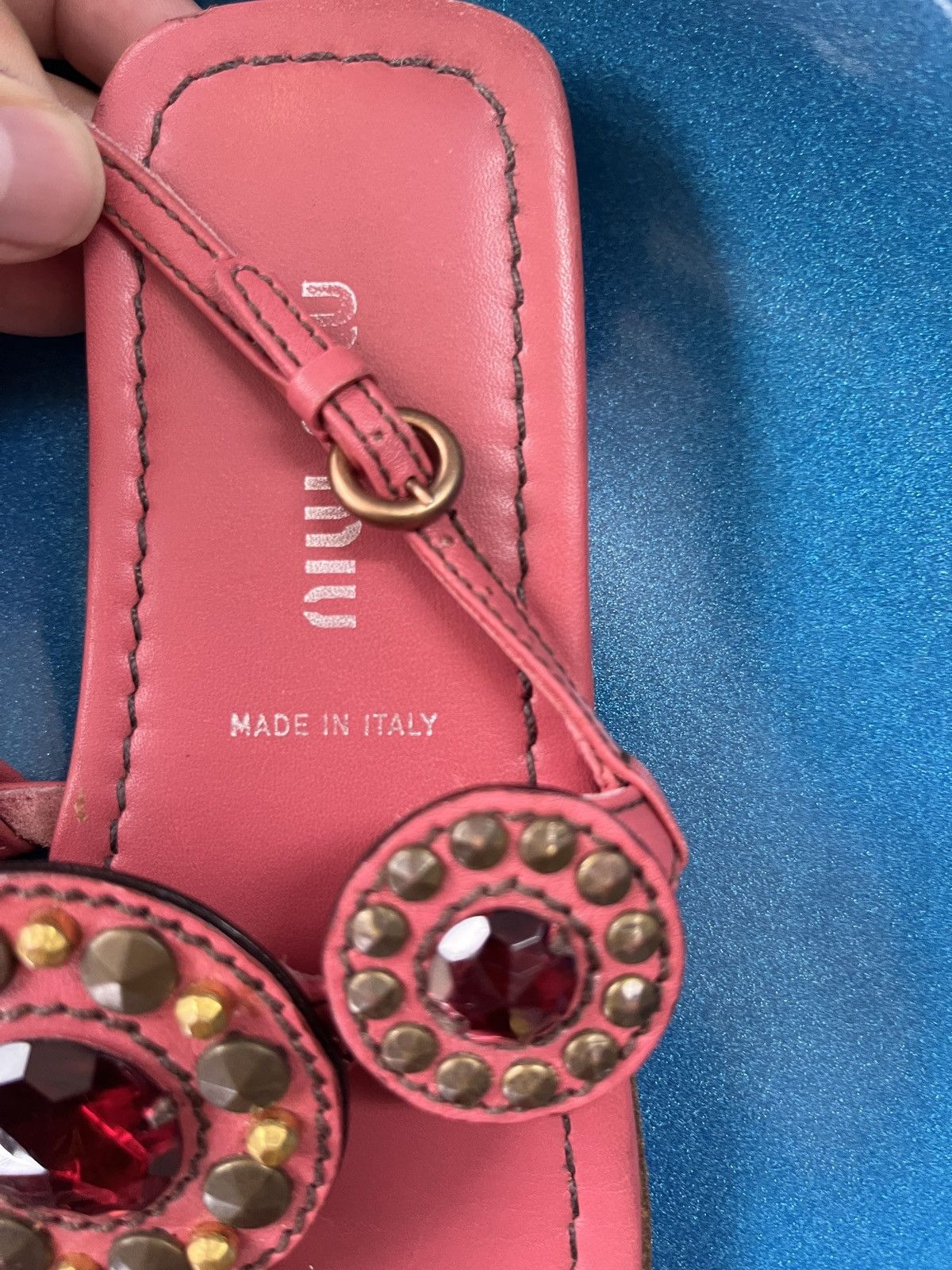 Prada Miu Miu Rare T-Strap Gemstud Leather Sandals Size US 5 / IT 35 - 6 Thumbnail