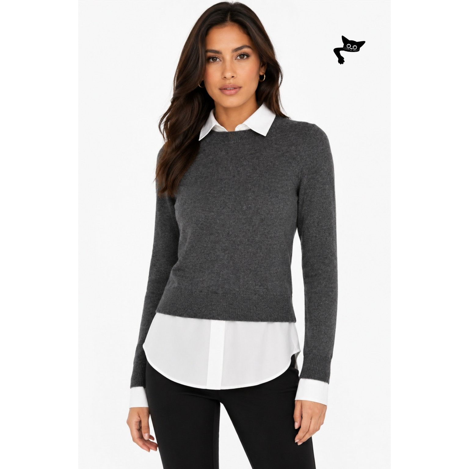 Other Gray White Layered Sweater Shirt XS Size XS / US 0-2 / IT 36-38 - 7 Thumbnail