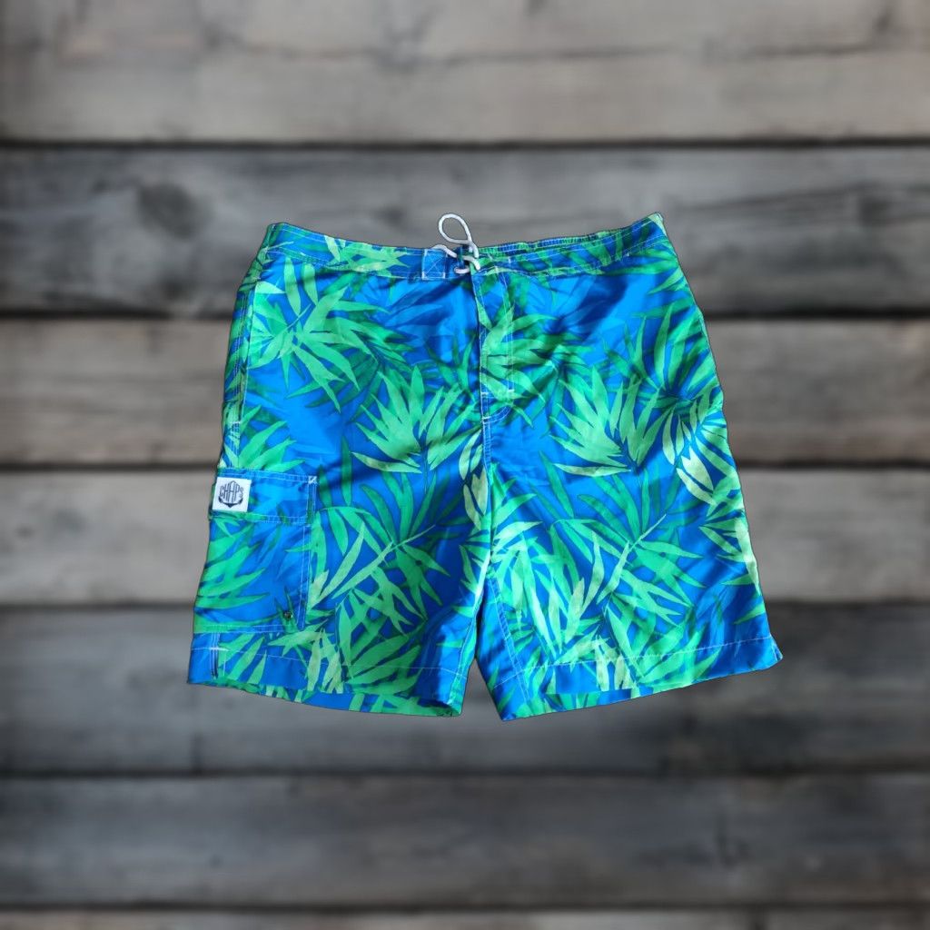 Chaps Chaps Mens Swim Trunks XXL Floral Print Board Shorts Lined NWT New Blue Beach Tropical Size US 39 - 1 Thumbnail