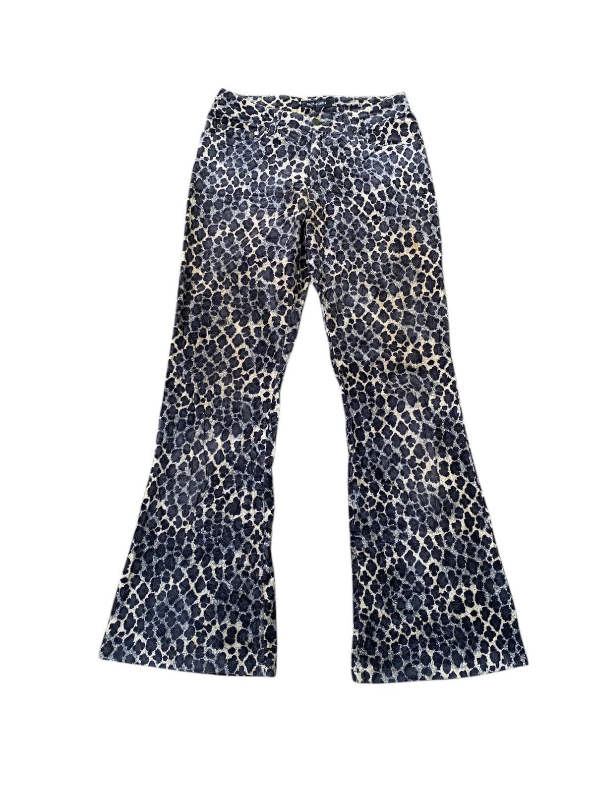 Japanese Brand Back&Forth Leopard Design Sunfaded Corduroy Flare Pant Size 27" / US 4 / IT 40 - 1 Thumbnail