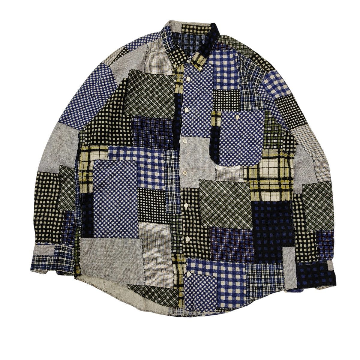 Japanese Brand Vintage 90's Japanese Papas Patchwork Button Up Shirt Size US M / EU 48-50 / 2 - 1 Thumbnail