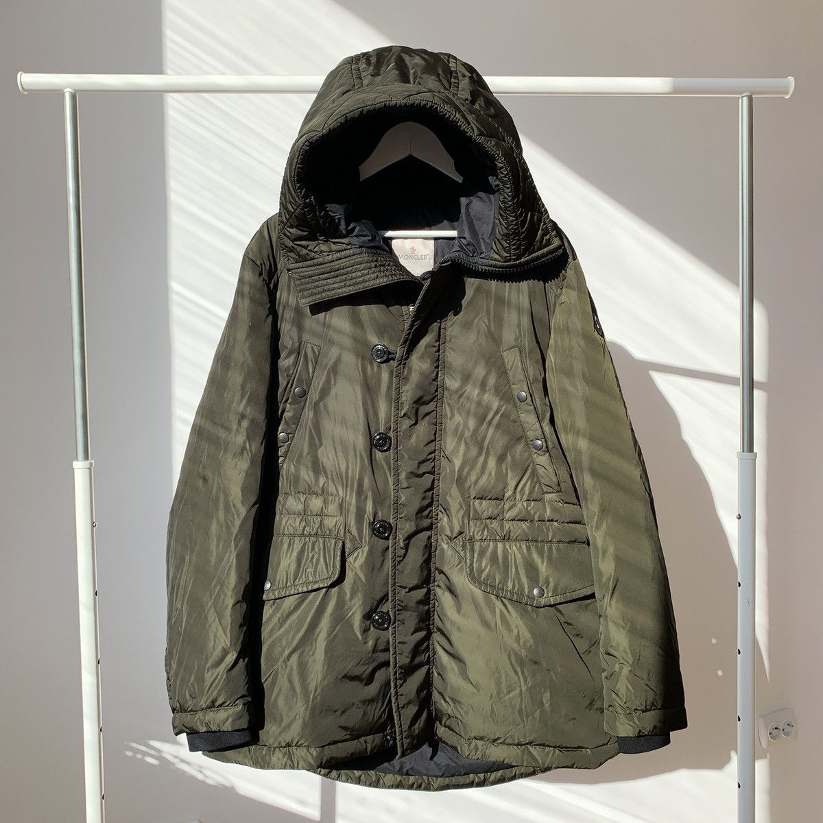 image of Moncler Dirk Down Olive Coat Jacket / Size: L, Men's (Size Large)