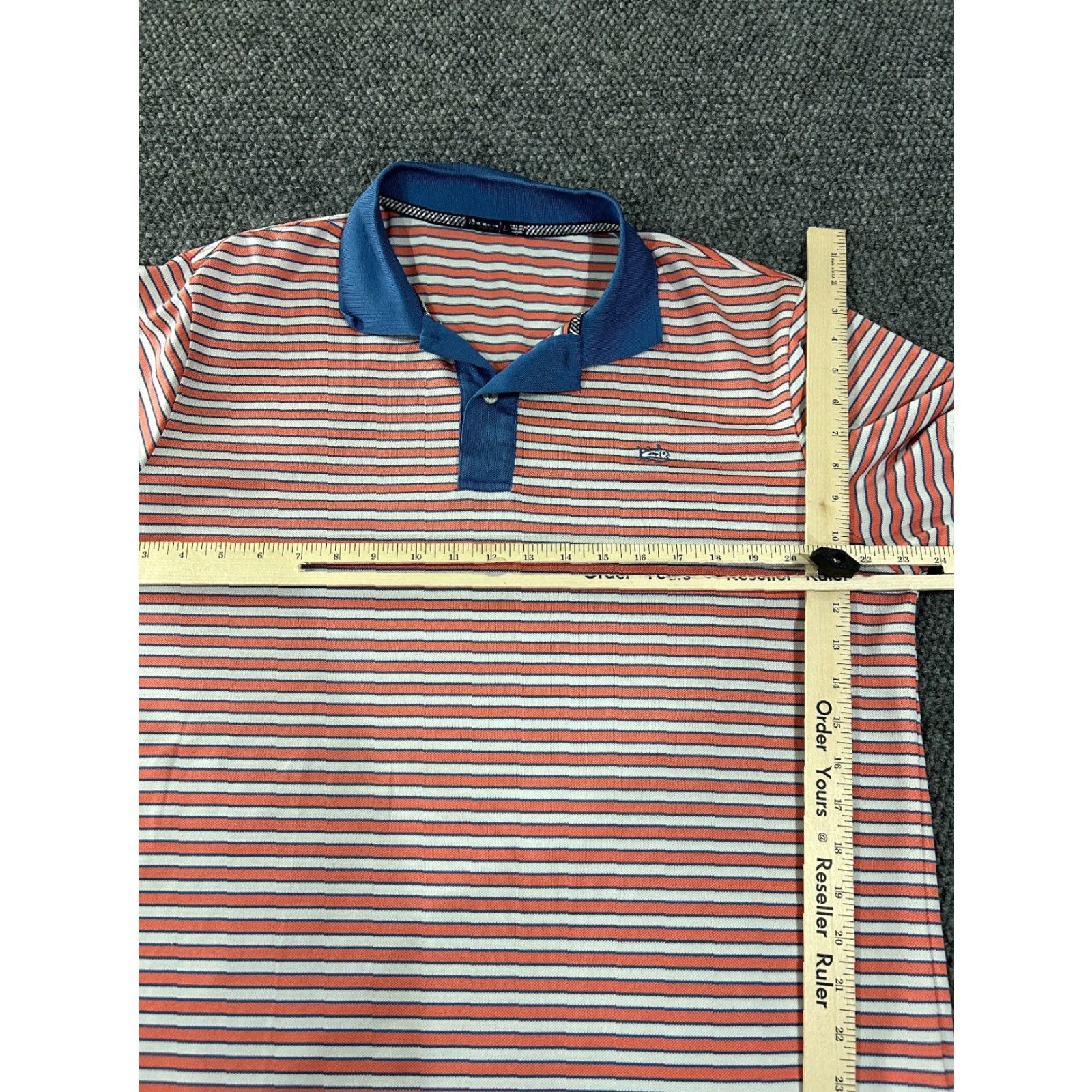 Southern Tide Southern Tide Polo Shirt Mens L Orange Striped Stretch Performance Golf Preppy Casual Short Sleeve Button Collar Logo Size US L / EU 52-54 / 3 - 4 Thumbnail