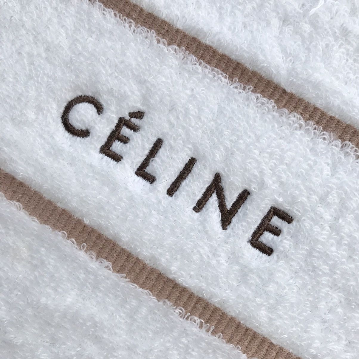 Celine Céline Hand Towel White / Brown Size ONE SIZE - 2 Thumbnail