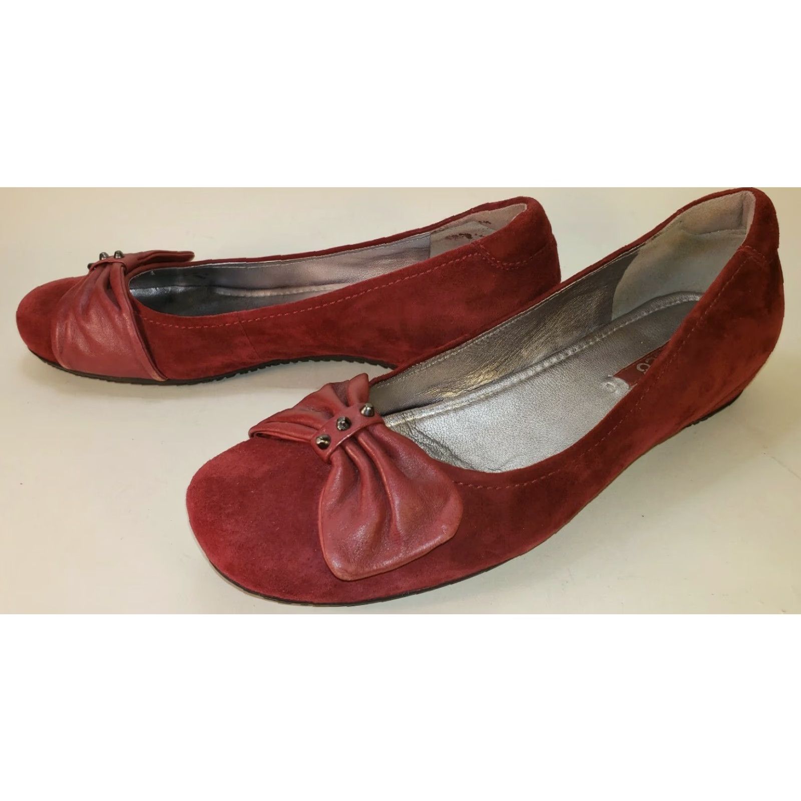 Ecco Ecco Bouillon Bow Red Suede Slip On Ballet Flats Womens 7.5 EU 38 Size US 8 / IT 38 - 7 Thumbnail