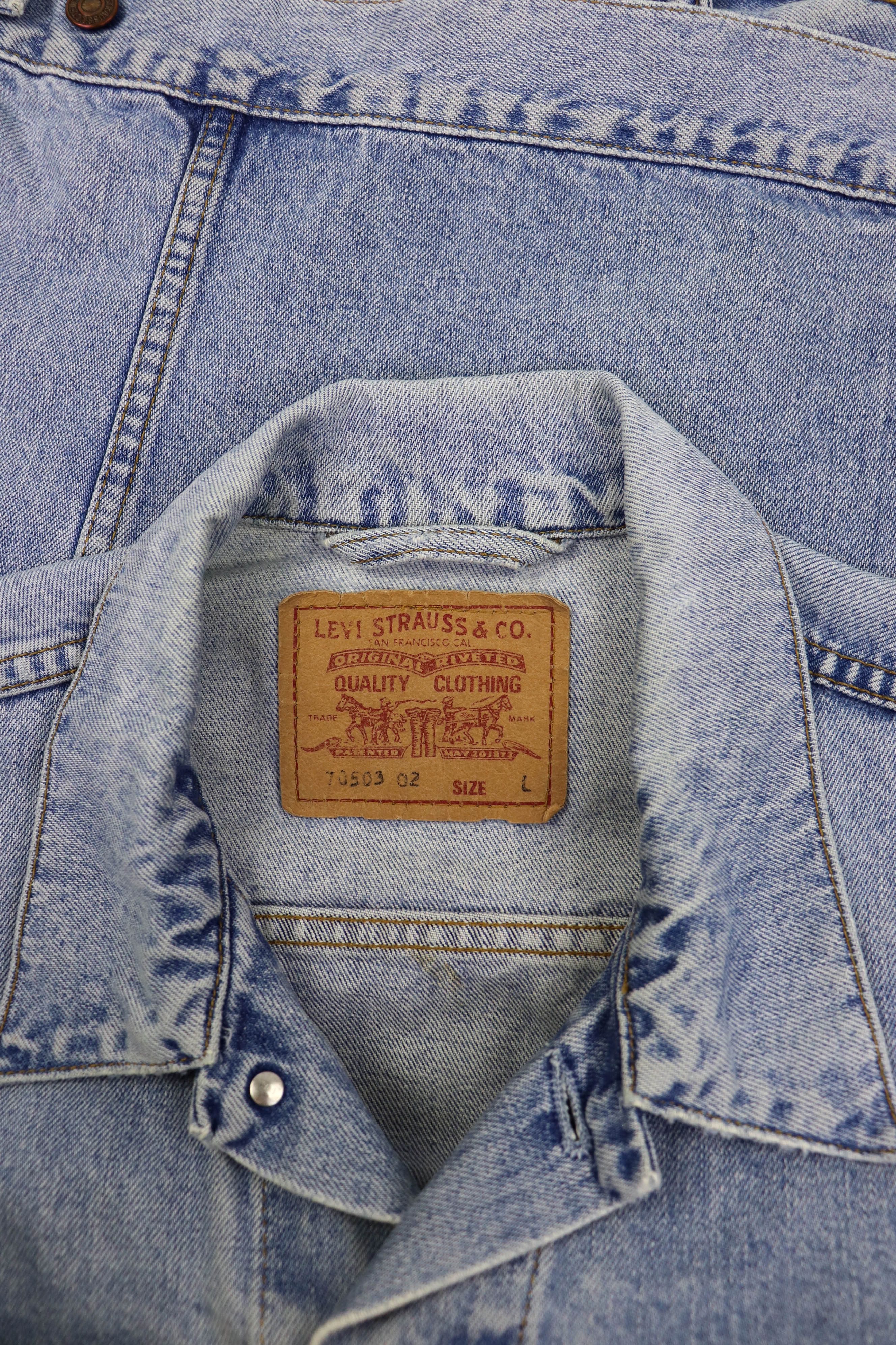 Levi's Levi's 80s Vintage Blue Washed Denim Jeans Trucker Jacket Size US L / EU 52-54 / 3 - 11 Thumbnail