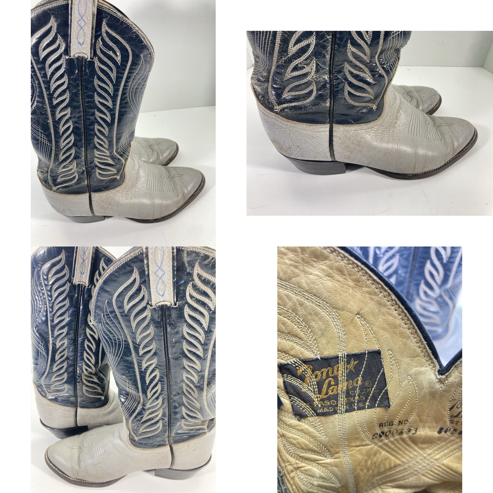 Tony Lama VINTAGE Tony Lama Antelope Boots Men 8.5 EE Gray Leather Western VTG 8056 Size US 9 / EU 42 - 8 Thumbnail