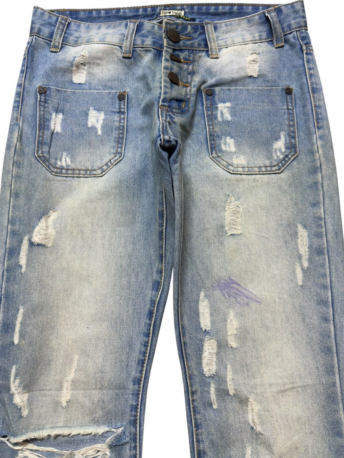 Top Of The World Vintage Top Trends Flare Bush Pants Grunge Distressed Denim Size US 30 / EU 46 - 2 Thumbnail