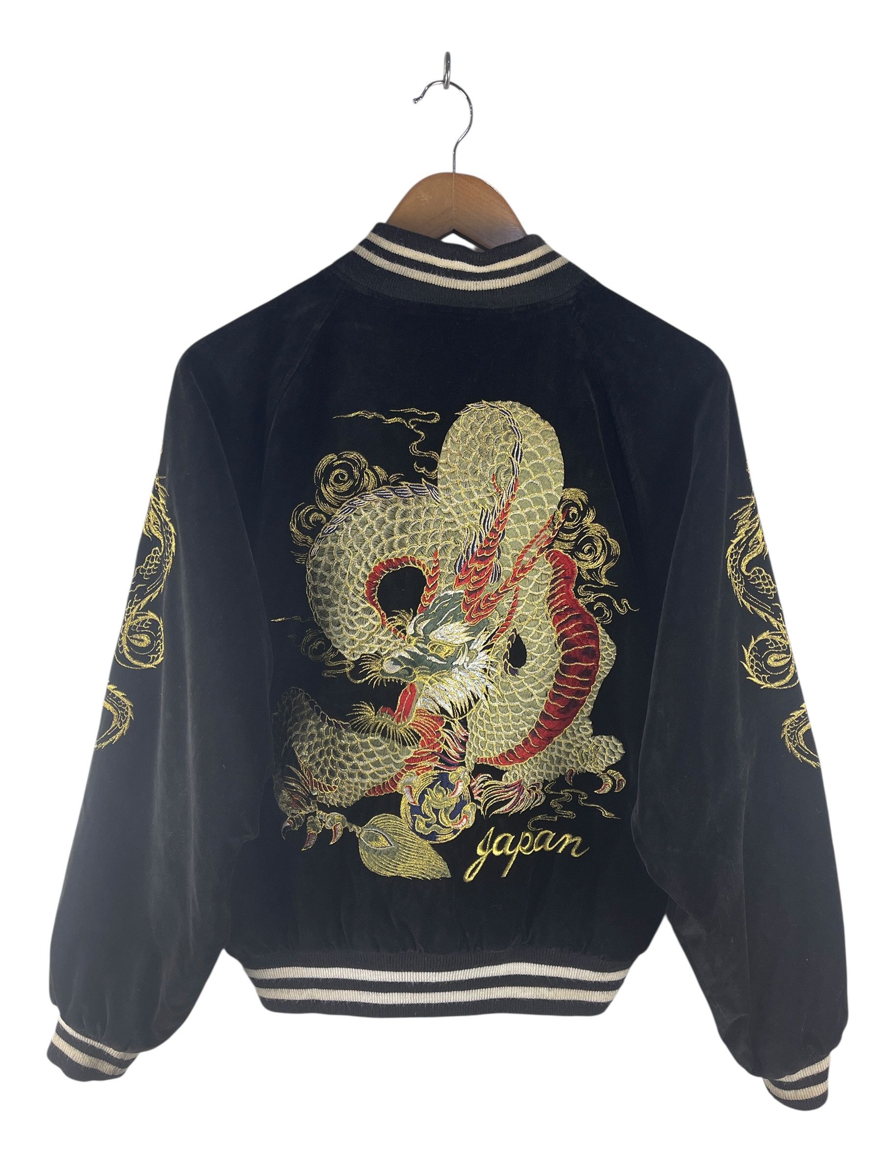Japanese Brand Vintage Hoshihime Dragon Sukajan Jacket Black Velvet Feel Size US L / EU 52-54 / 3 - 3 Thumbnail
