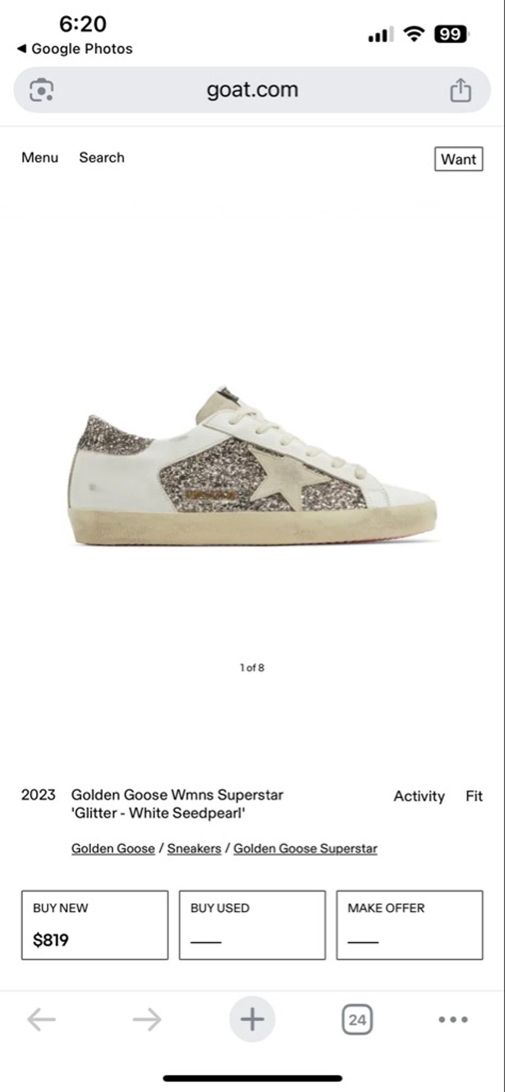 Golden Goose Women's Golden Goose Superstar Glitter Sneakers Size US 7 / IT 37 - 5 Thumbnail