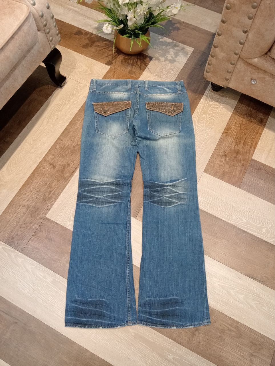 Japanese Brand JAPANESE ROOT THREE BLUE DENIM FLARED PANTS Size US 34 / EU 50 - 9 Thumbnail
