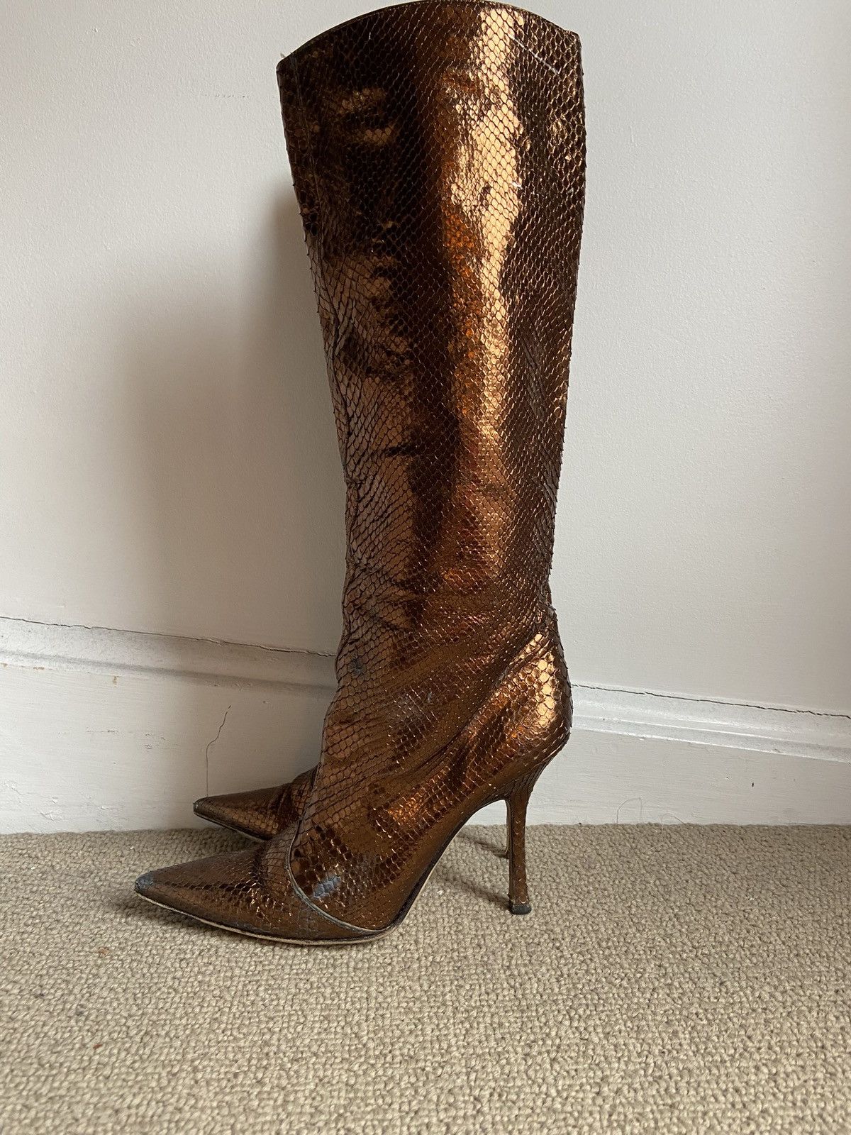 Jimmy Choo Jimmy Choo Mavis Python Metallic Boots Size US 8 / IT 38 - 9 Thumbnail