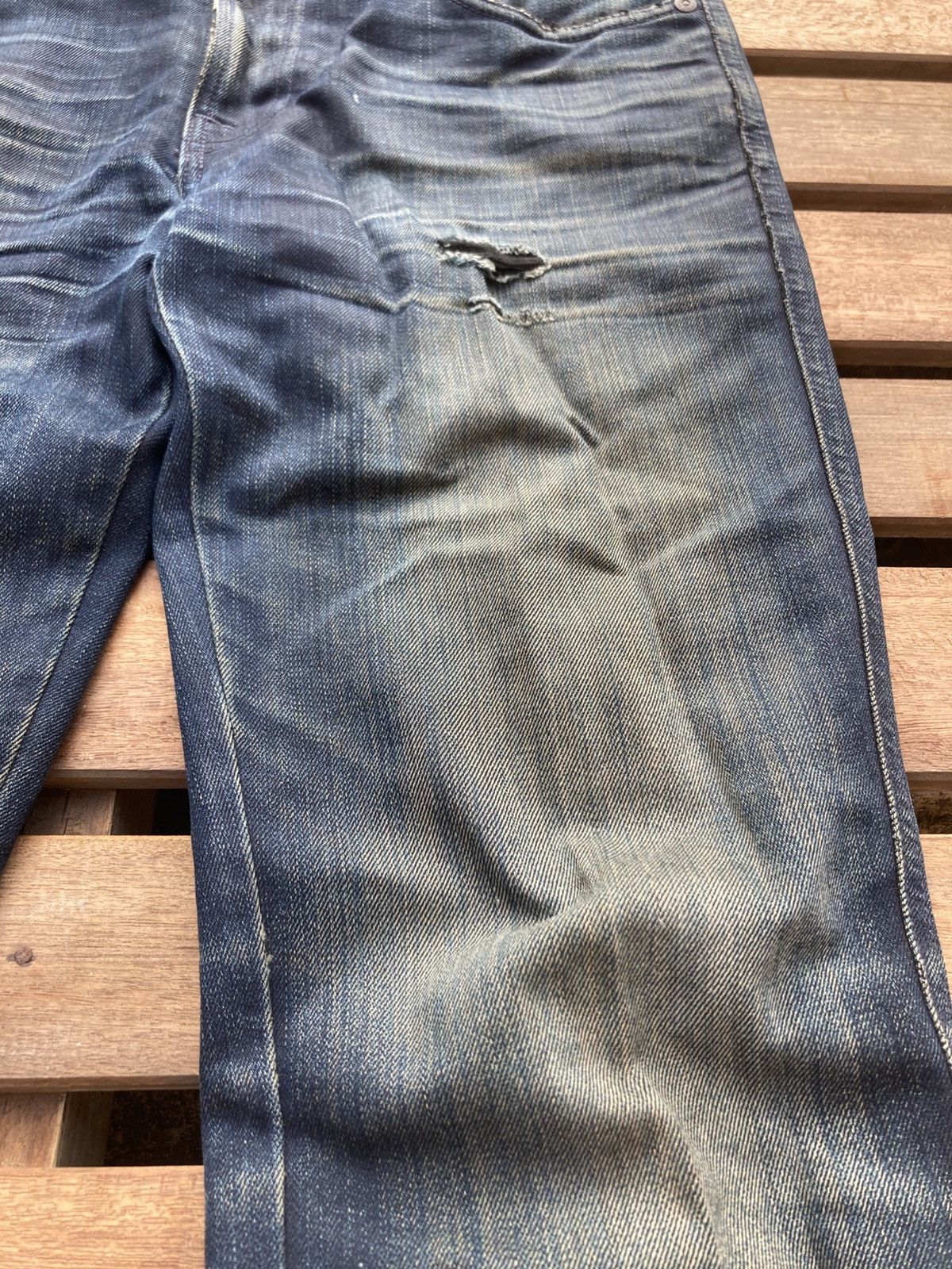 Nudie Jeans Nudie jeans black and blue slim jim distressed Size US 31 - 6 Thumbnail