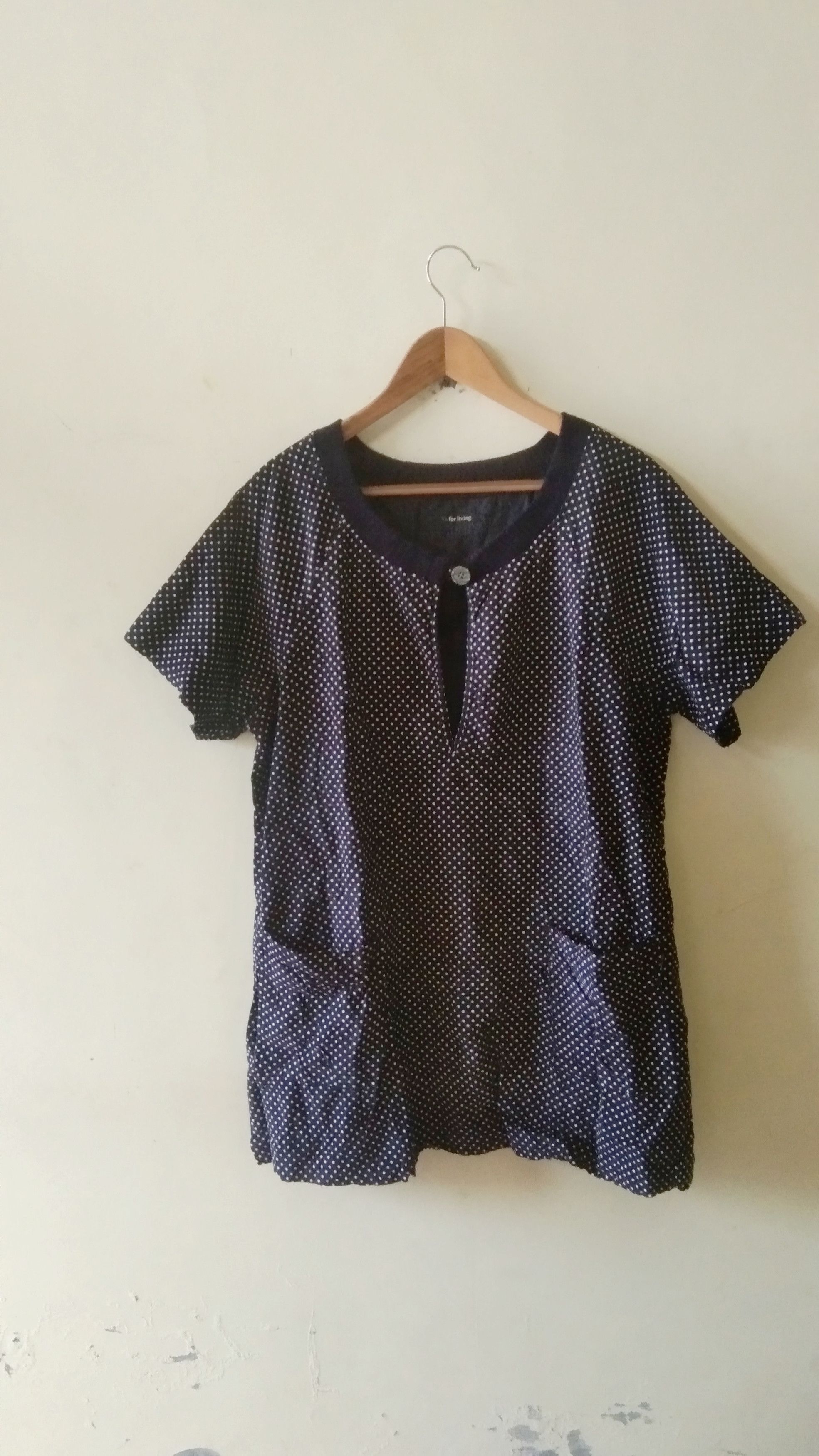 Yohji Yamamoto Y's for living polka navy tunic dress Size L / US 10 / IT 46 - 1 Thumbnail
