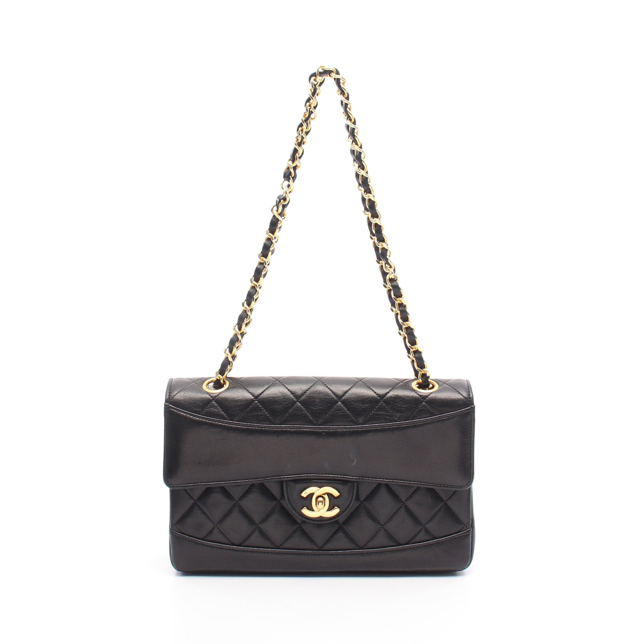 Chanel Chanel Matelasse Single Flap Chain Shoulder Bag Lambskin Black Gold Hardware Size ONE SIZE - 1 Thumbnail