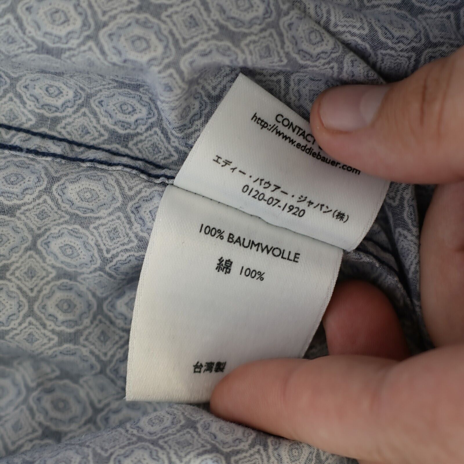 Eddie Bauer Eddie Bauer Geometric Floral Blue Large Pocket Collared Dres Size US L / EU 52-54 / 3 - 11 Thumbnail