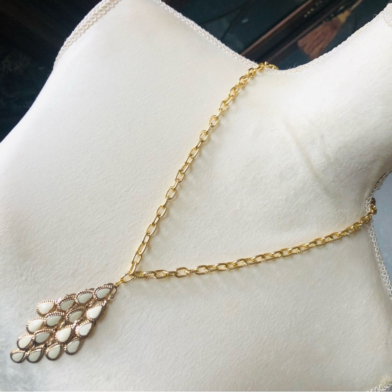 Handmade Hand crafted textured link chandelier pendant necklace Size ONE SIZE - 1 Thumbnail