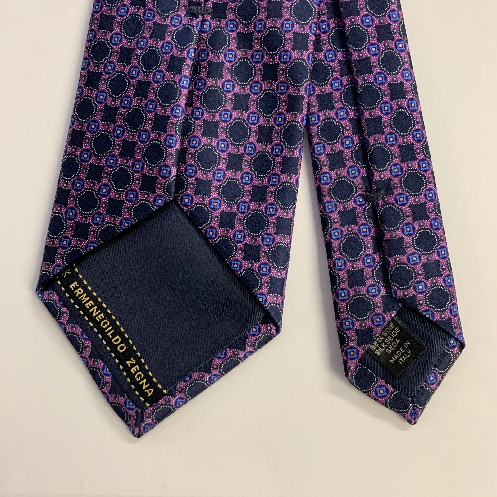 Ermenegildo Zegna ERMENEGILDO ZEGNA One Size Purple Navy Silk Tie Size ONE SIZE - 2 Thumbnail