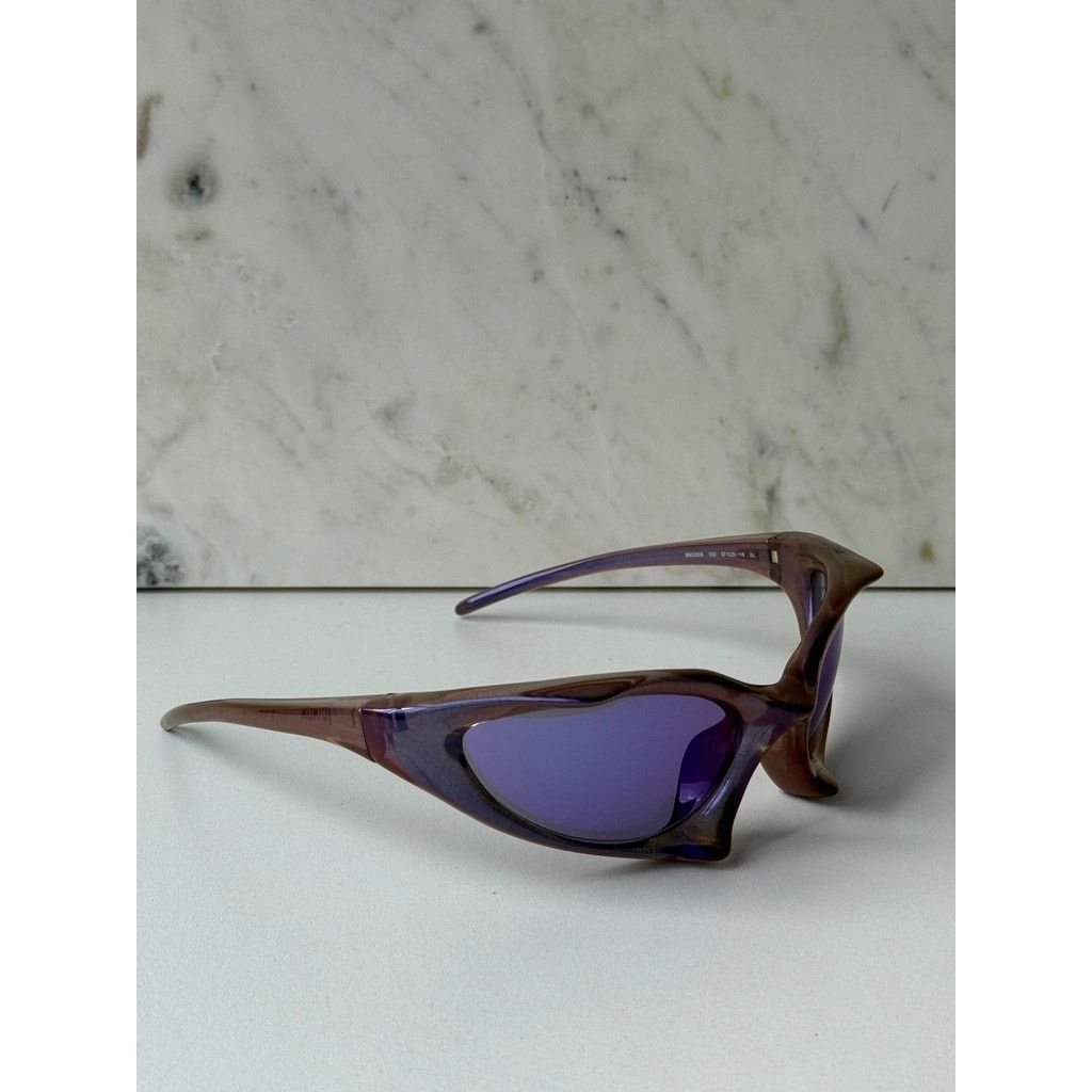Balenciaga NEW Balenciaga BB0352S Mask Sunglasses in Violet Mirror Size ONE SIZE - 5 Thumbnail
