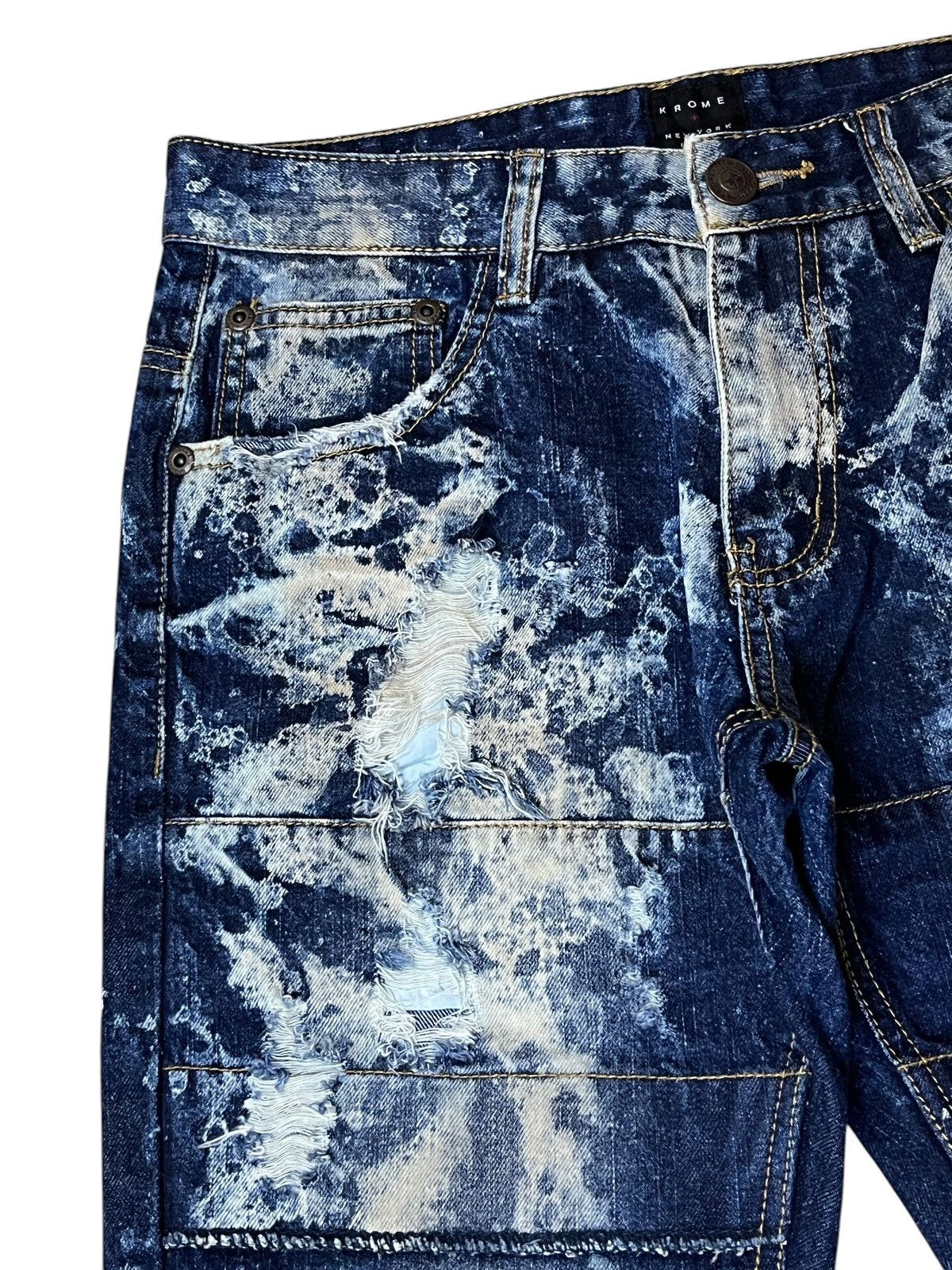 Japanese Brand SICK🔥KROME NEW YORK TYE DYE DISTRESSED STYLE JEANS Size US 31 - 7 Thumbnail