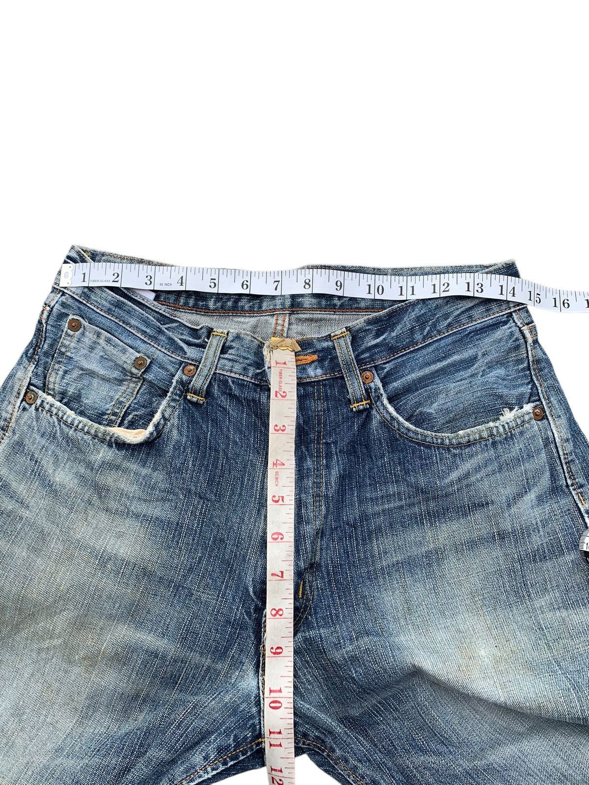 Edwin VINTAGE EDWIN 505z SELVEDGE FADED & RUSTY DISTRESSED DENIM Size US 29 - 19 Thumbnail