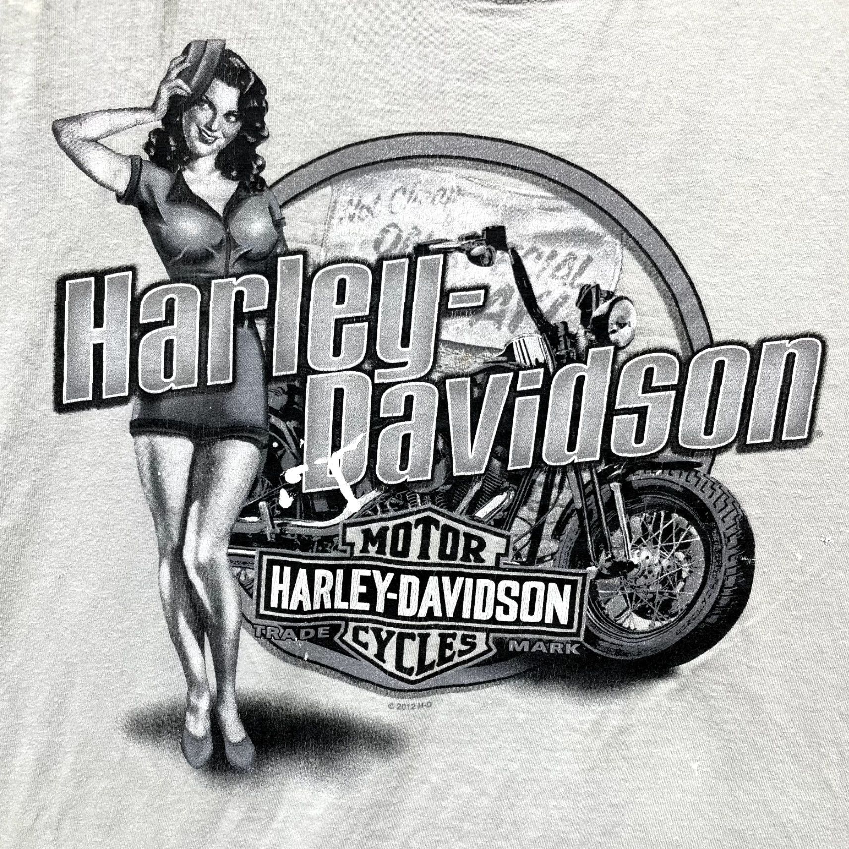 Harley Davidson VINTAGE Harley Davidson T-Shirt Large Graphic Moto Biker Pinup Girl Murfreesboro L Gray Short Sleeve Mens Size US L / EU 52-54 / 3 - 3 Thumbnail