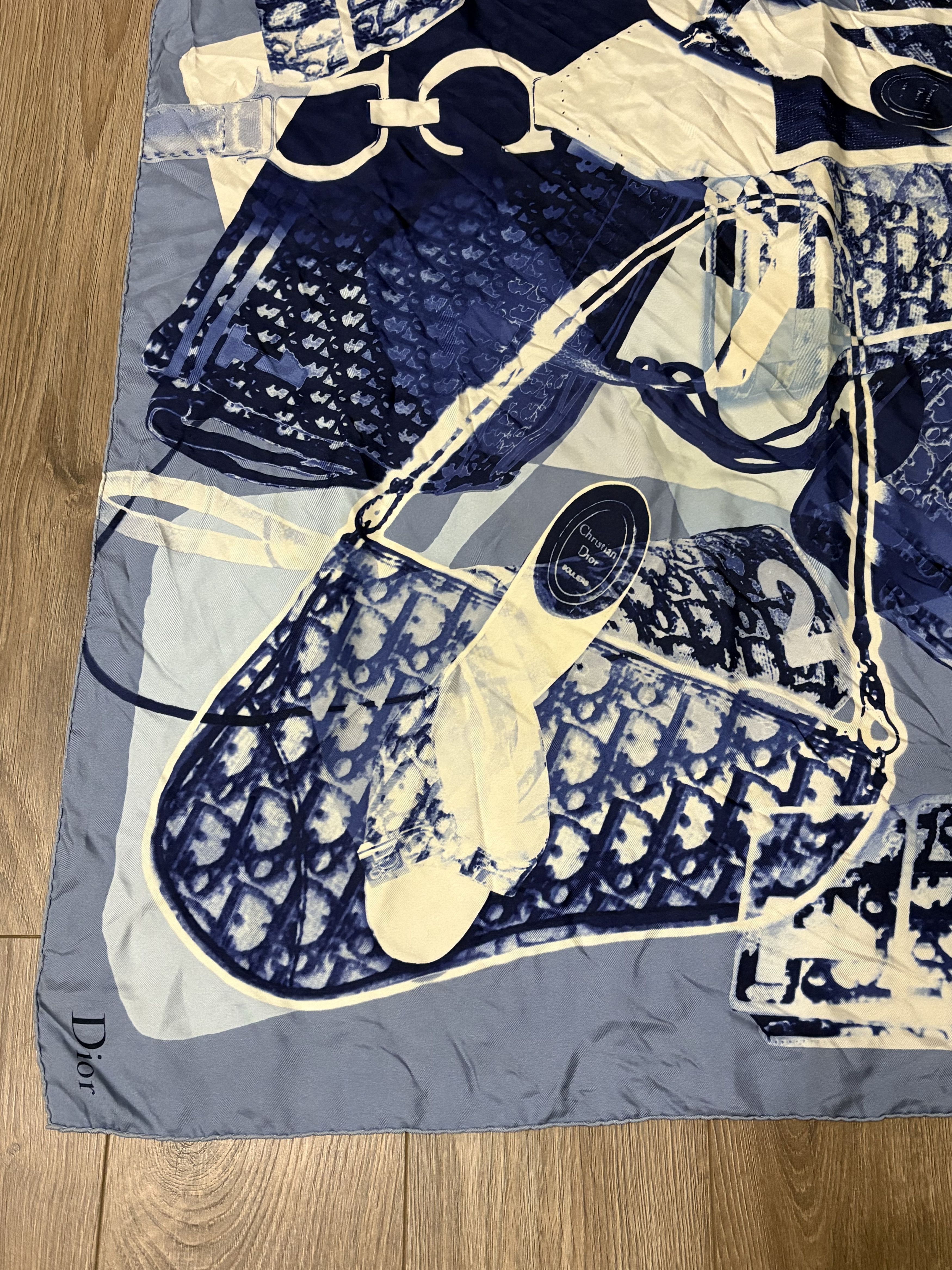 Christian Dior Monsieur Christian Dior Silk Scarf Blue Monogram Accessories Art Size ONE SIZE - 4 Thumbnail
