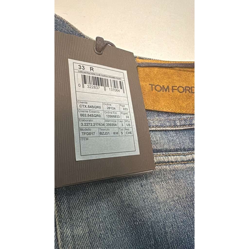 Tom Ford o1rshd1 Tapered Fit Denim Jeans in Indigo Blue Size US 33 - 21 Thumbnail