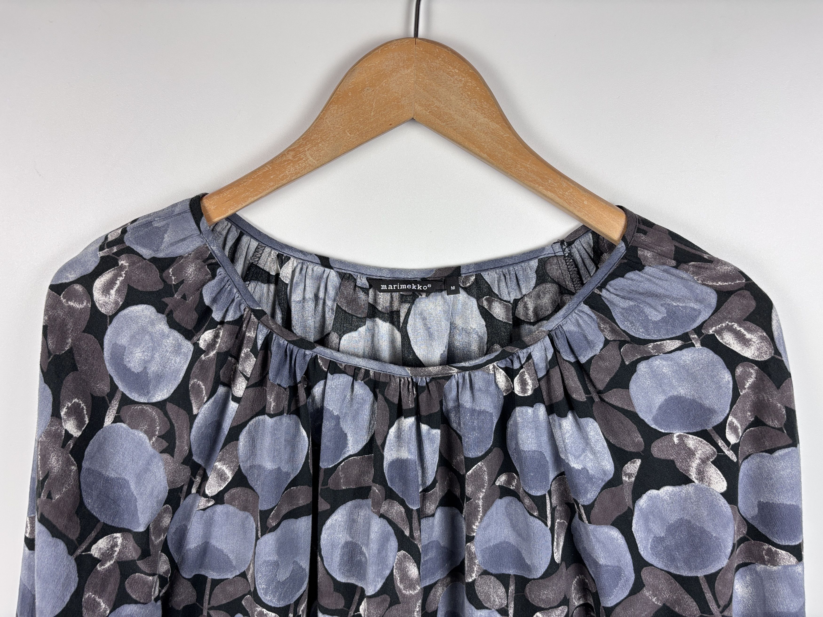 Marimekko Womens Marimekko Floral Blouse Cotton Top Blue Size M Size M / US 6-8 / IT 42-44 - 2 Thumbnail