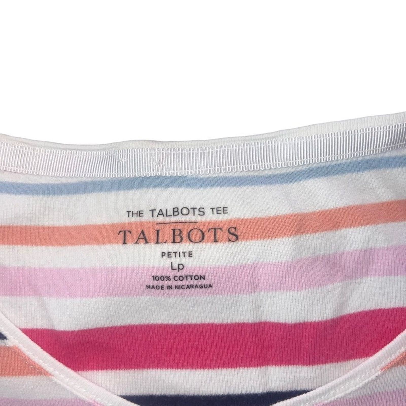 Talbots Talbots Tee Womens Large Striped V-Neck Short Sleeve T-Shirt Size L / US 10 / IT 46 - 3 Thumbnail