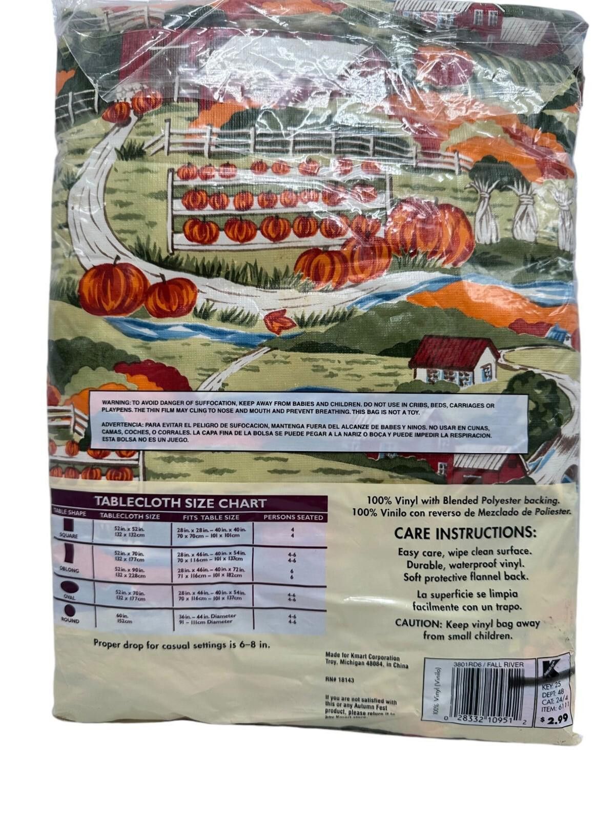 Other Autumn Fest Round Vinyl Tablecover 60" Flannel-Backed Size ONE SIZE - 3 Thumbnail