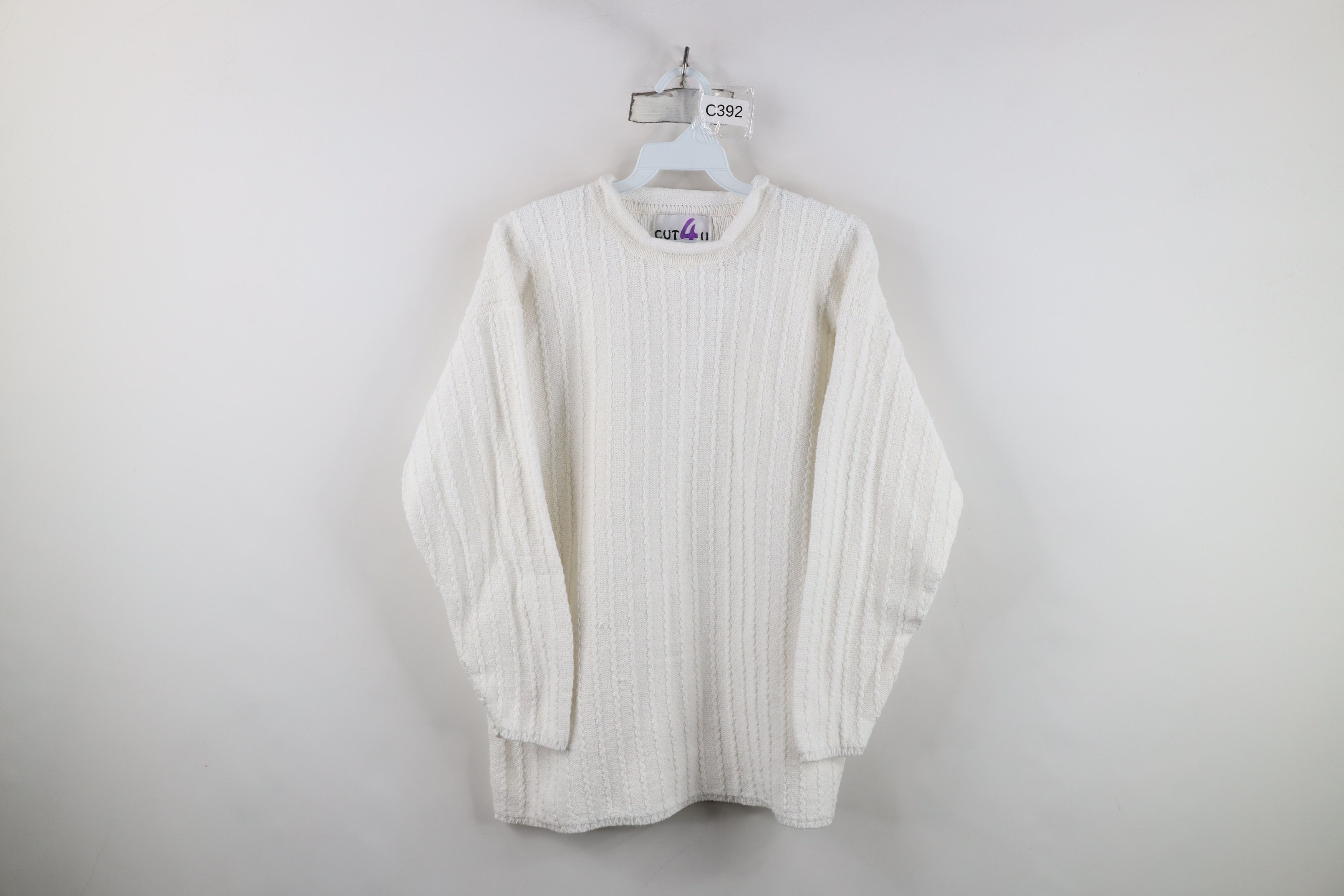 Vintage Vintage 90s Streetwear Ribbed Marled Knit Sweater White Size M / US 6-8 / IT 42-44 - 1 Thumbnail