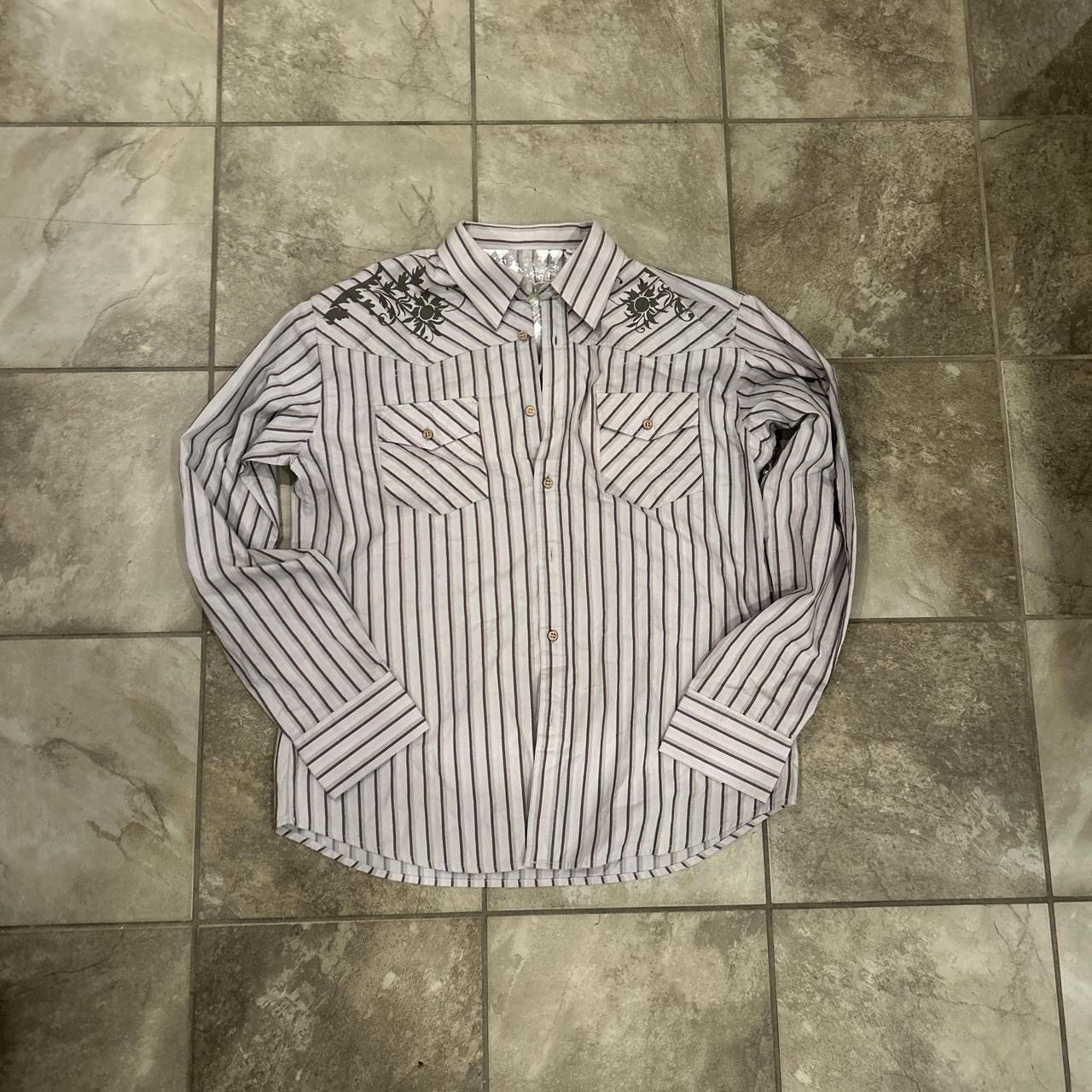 Vintage Y2K Affliction Style Striped Floral Shirt XL - New Size US XL / EU 56 / 4 - 2 Thumbnail