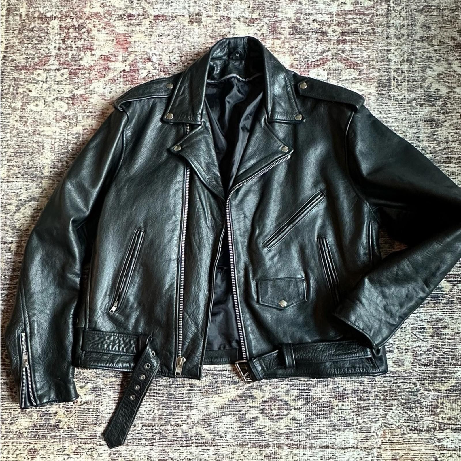 Other Vintage Leather Moto Biker Jacket Size US XXL / EU 58 / 5 - 1 Thumbnail