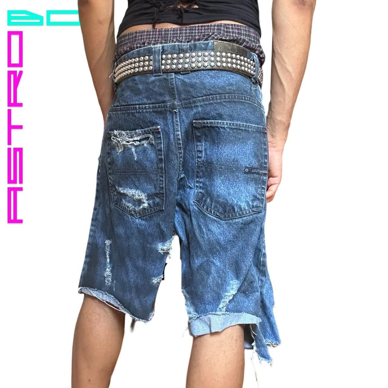 Southpole South Pole Black & Blue Distressed Denim Shorts - 36" Size US 36 / EU 52 - 4 Thumbnail