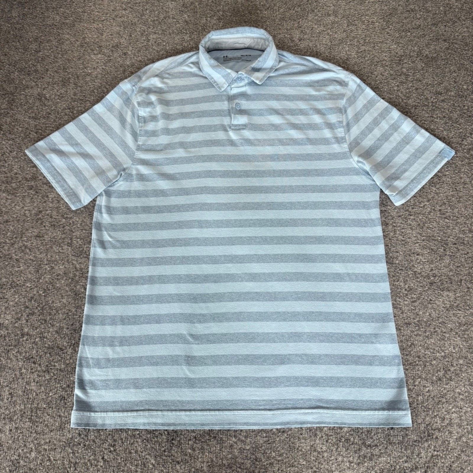 Under Armour Under Armour HeatGear Striped Polo Shirt Mens Medium Blue Size US M / EU 48-50 / 2 - 1 Thumbnail