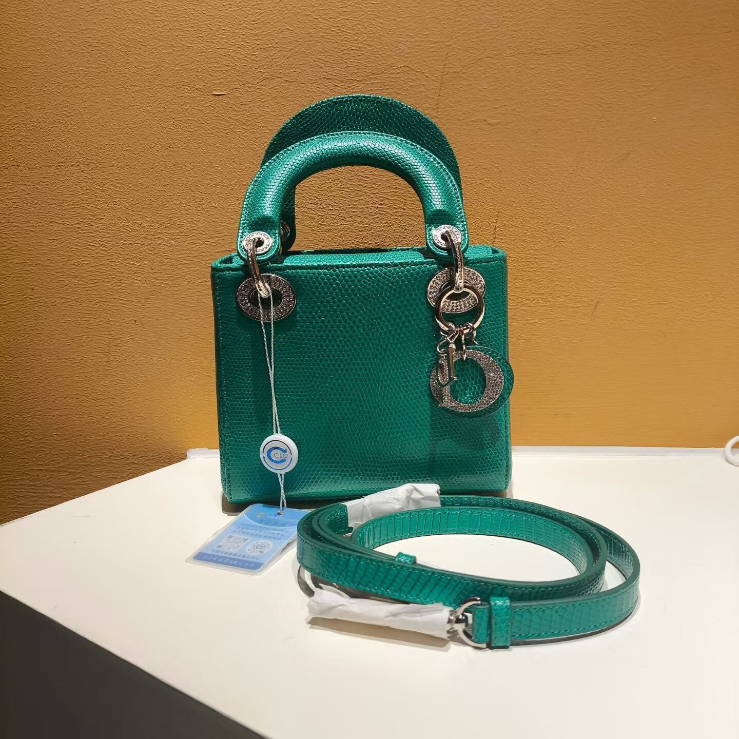 Dior Dior Lady Dior Green Lizard Handbag Size ONE SIZE - 1 Thumbnail
