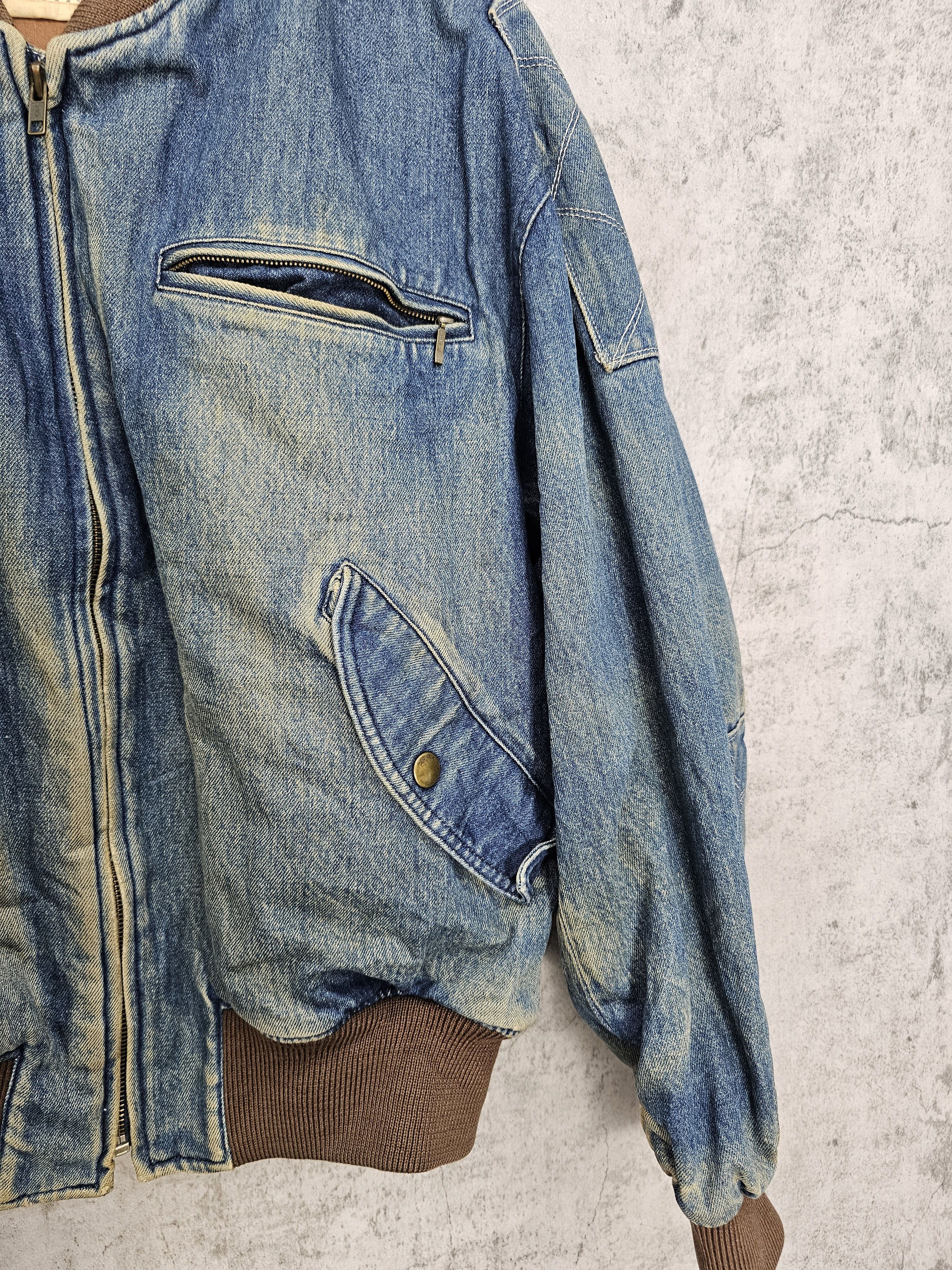Japanese Brand Vintage PACCINO CLUB Ripped Faded Denim Bomber Jacket J0084 Size US XL / EU 56 / 4 - 8 Thumbnail