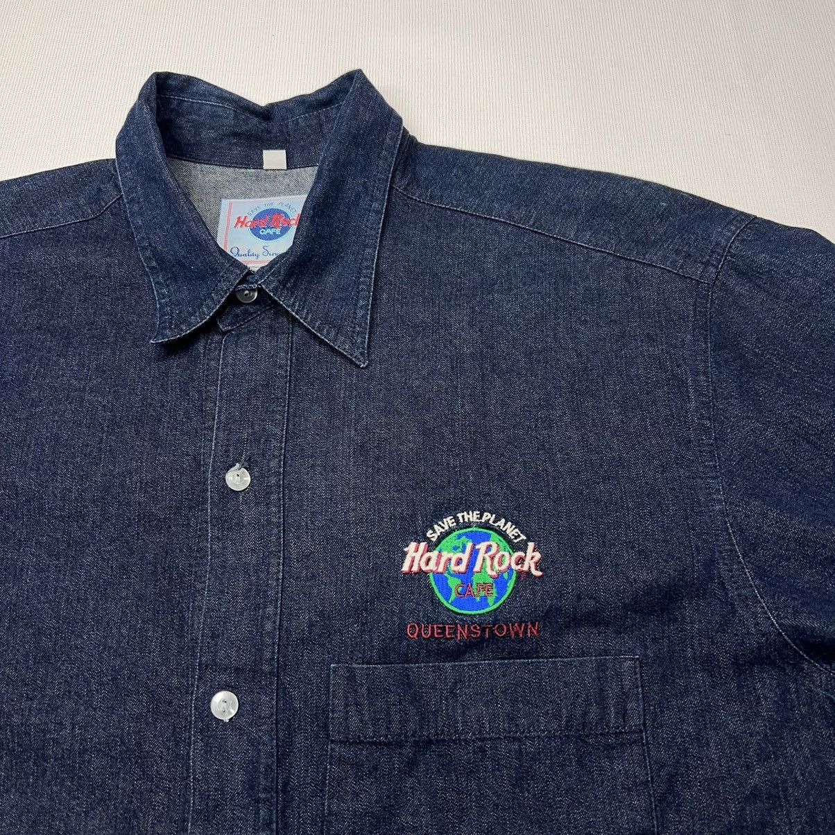 Hard Rock Cafe × Vintage VTG Hard Rock Cafe Denim Shirt Blue Button Queensland Y2K Size US L / EU 52-54 / 3 - 3 Thumbnail